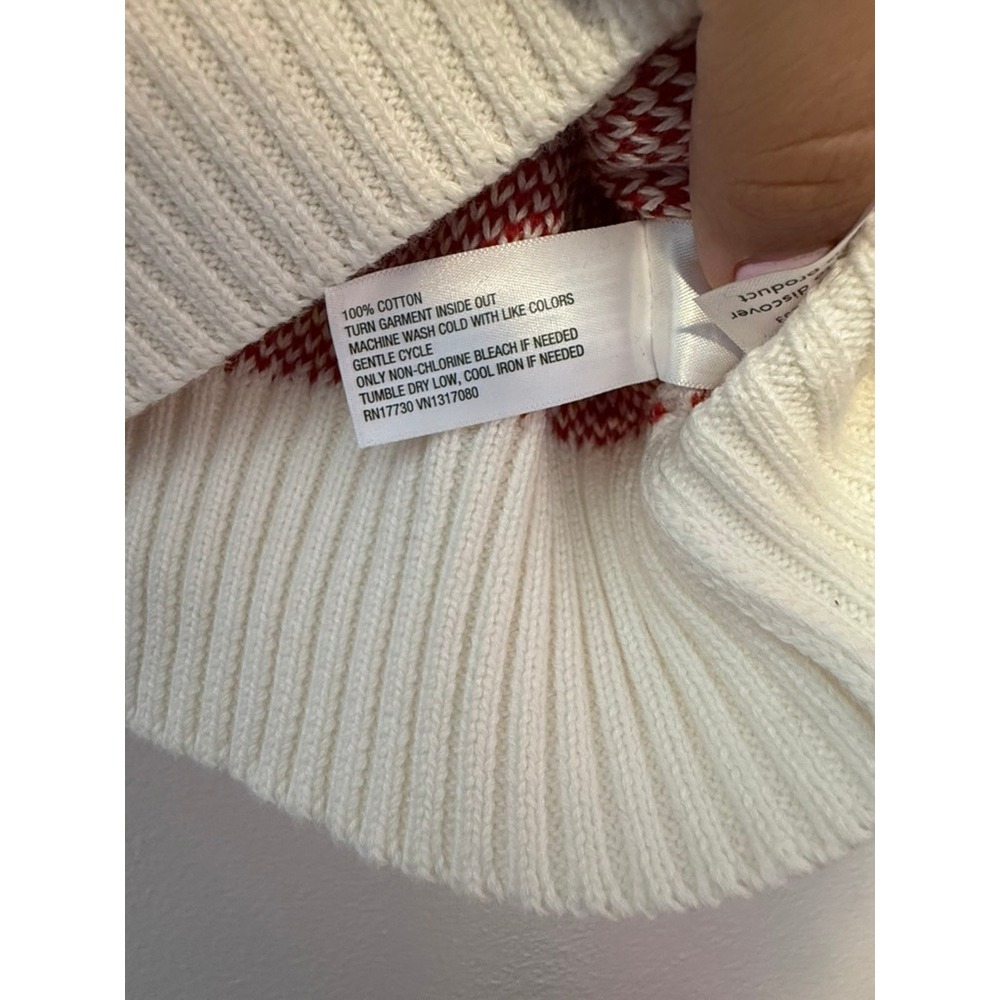Universal Thread Womens Short Sleeve Cotton Knit Sweater White Red Hearts M NWT - Picture 2 of 3